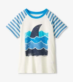 Clearance Hatley Boys Shark Fin Waves Raglan T-Shirt