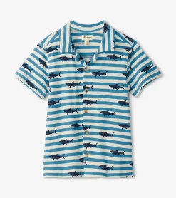 Sale Hatley Boys Shark Stripes Jersey Button Down