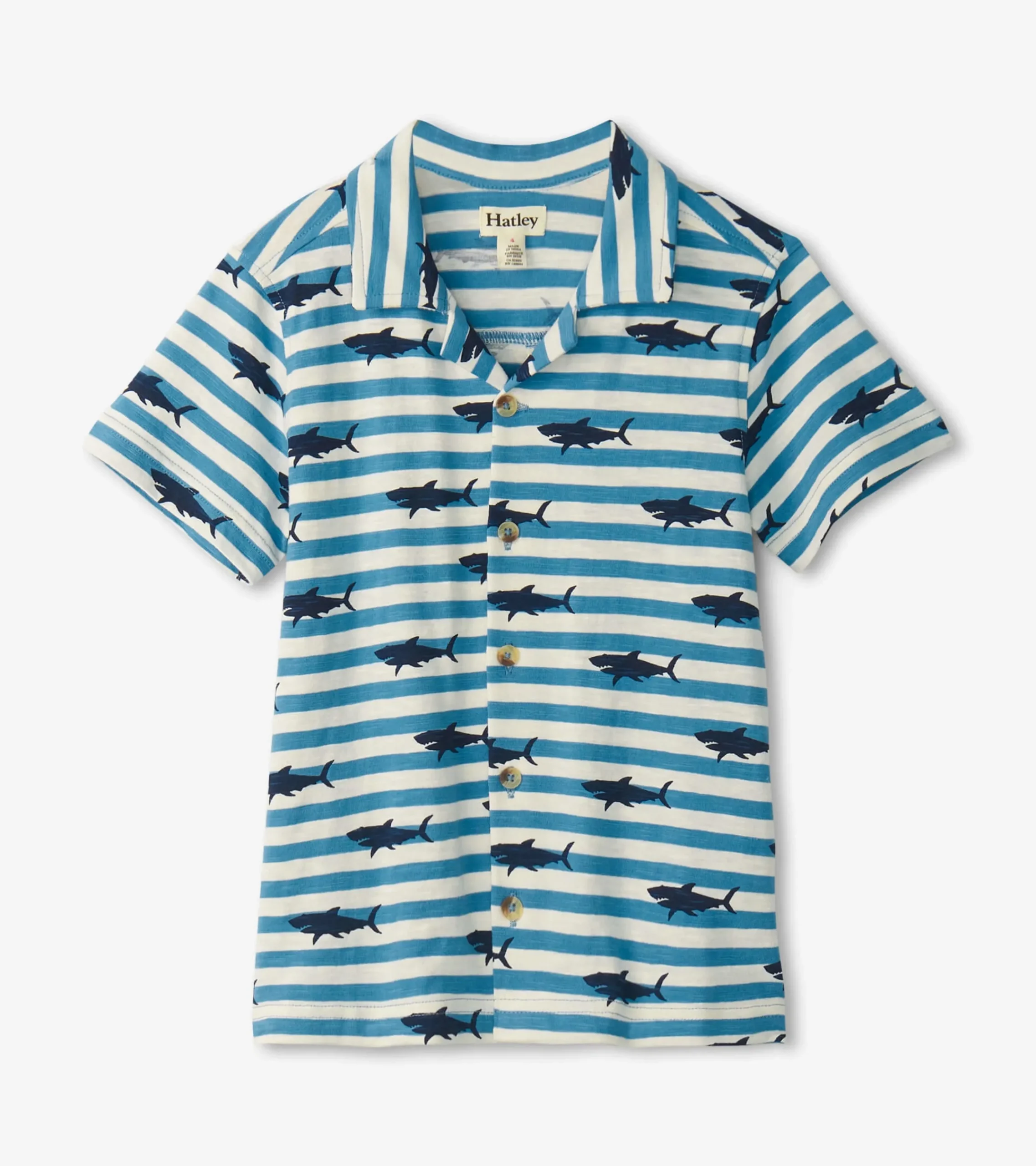 Sale Hatley Boys Shark Stripes Jersey Button Down