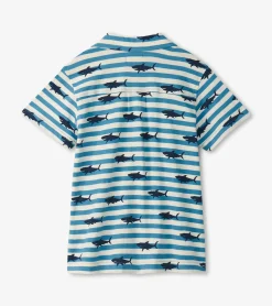 Sale Hatley Boys Shark Stripes Jersey Button Down