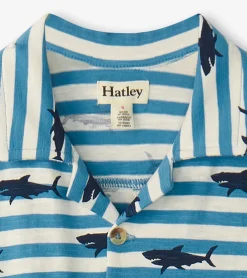 Sale Hatley Boys Shark Stripes Jersey Button Down