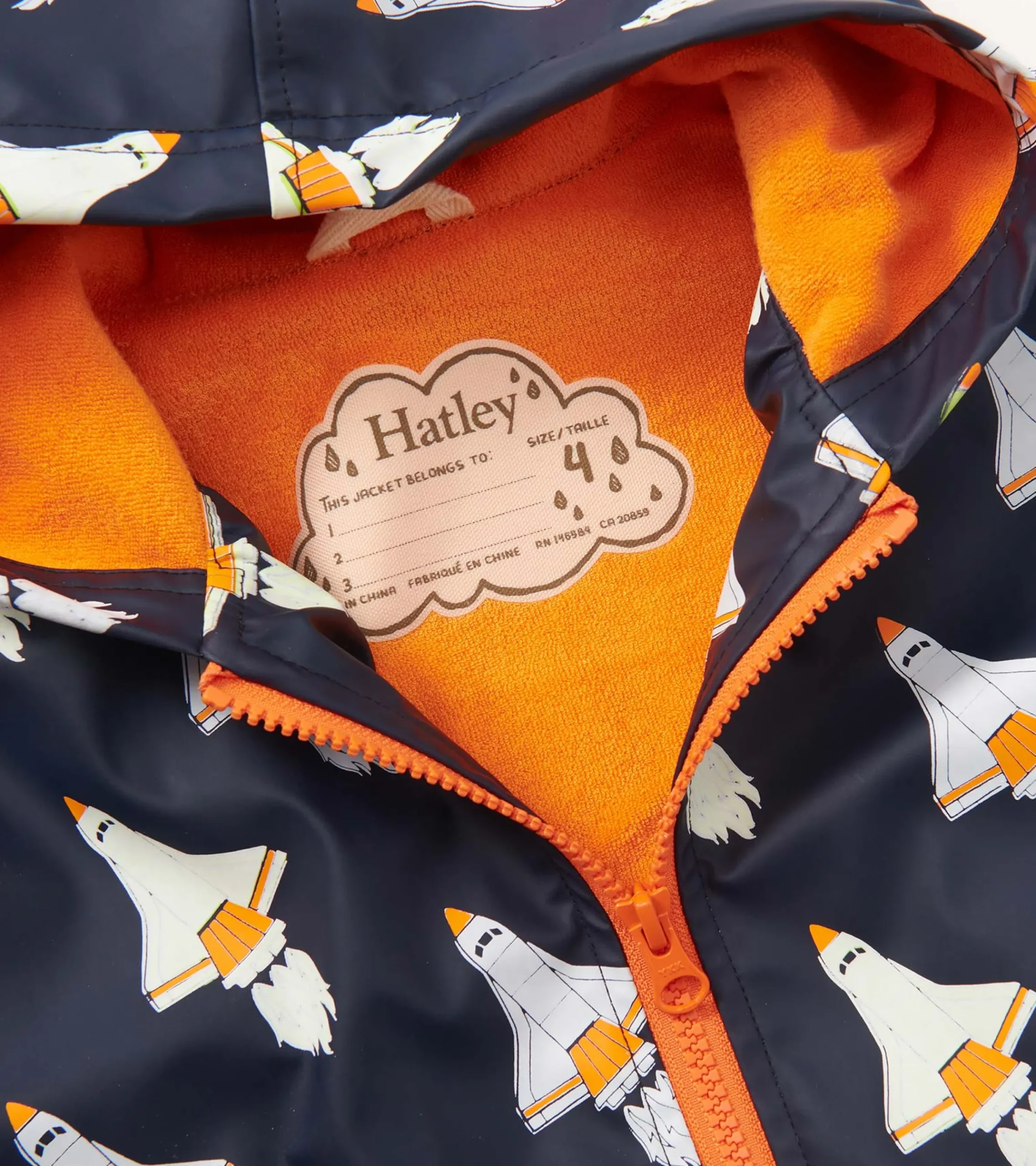 Hatley Boys Space Shuttles Colour Changing Zip-Up Rain Jacket