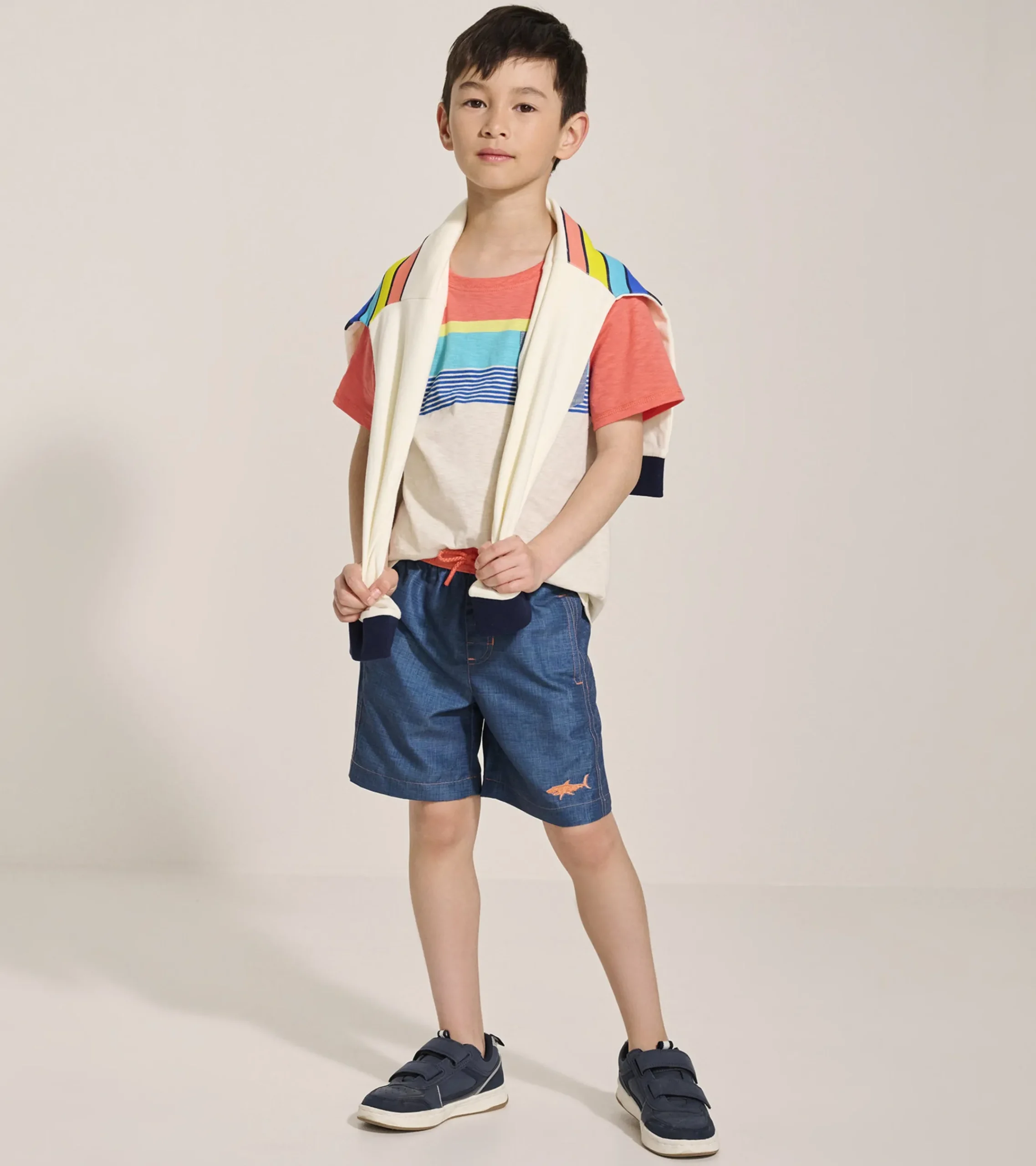 Outlet Hatley Boys Textured Shark Swim Trunks