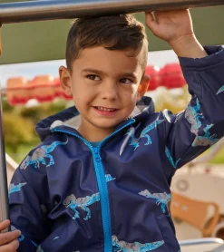 Online Hatley Boys T-Rex Attack Sherpa Lined Zip-Up Rain Jacket