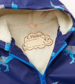 Online Hatley Boys T-Rex Attack Sherpa Lined Zip-Up Rain Jacket