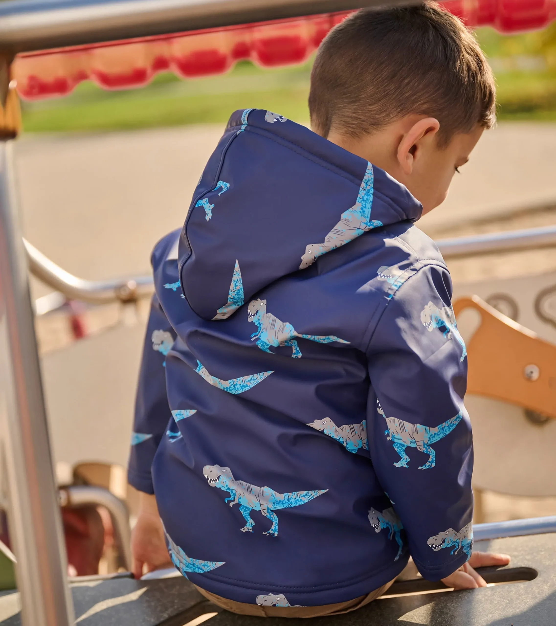 Online Hatley Boys T-Rex Attack Sherpa Lined Zip-Up Rain Jacket