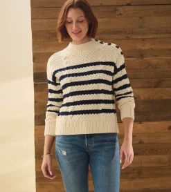 Hatley Button Neck Sweater - French Stripe