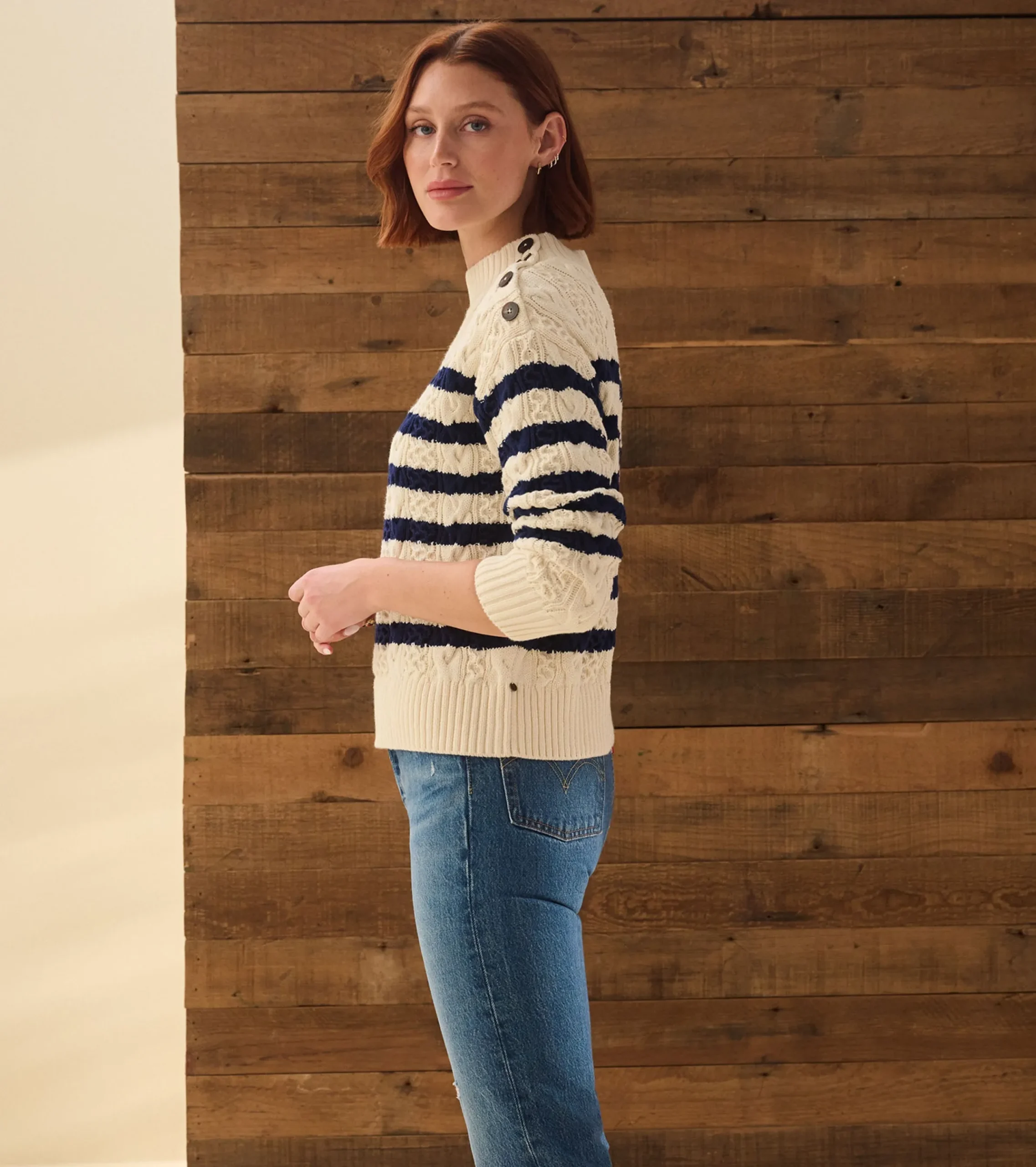 Hatley Button Neck Sweater - French Stripe