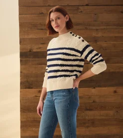 Hatley Button Neck Sweater - French Stripe