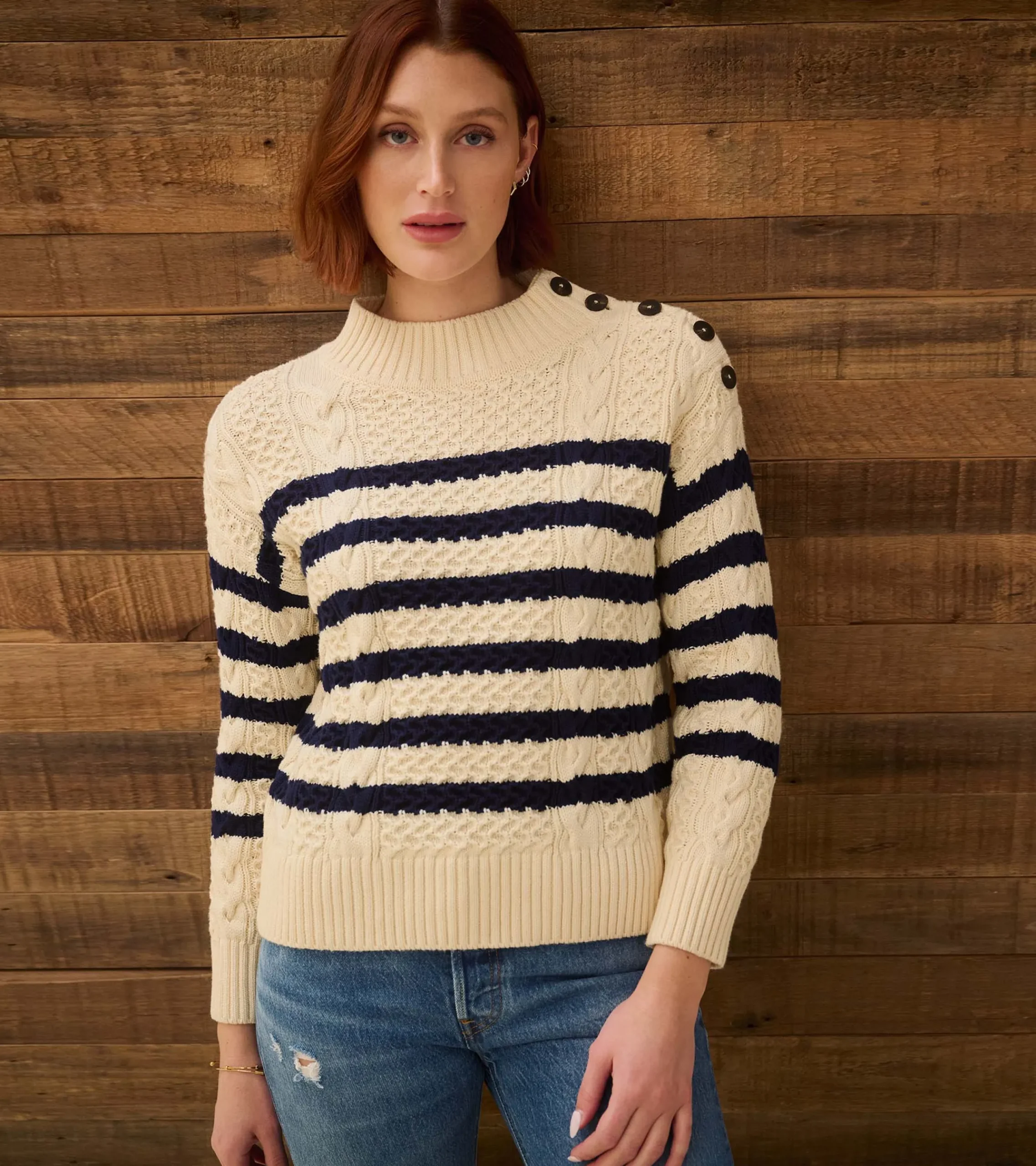 Hatley Button Neck Sweater - French Stripe