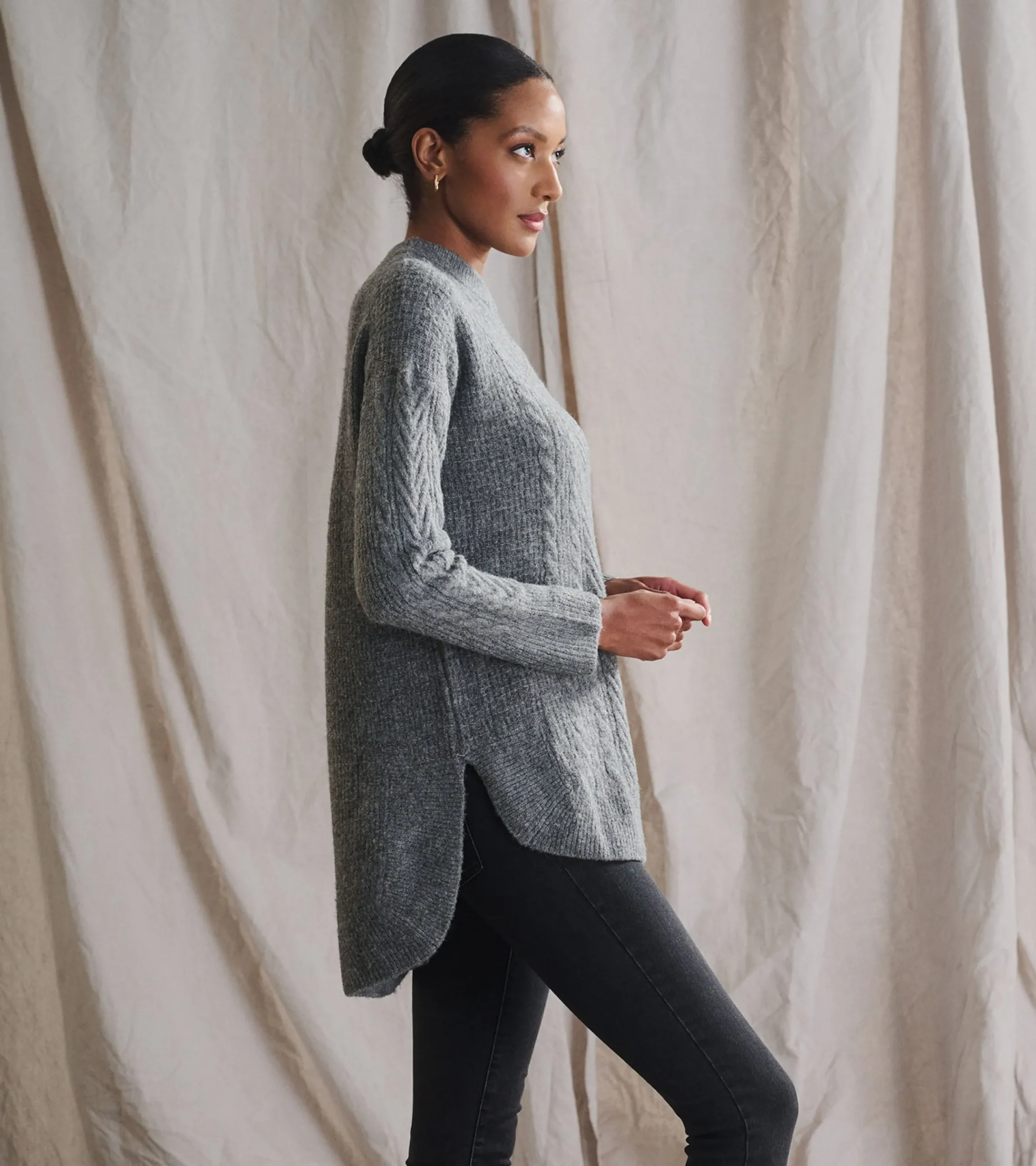 Hatley Cable Knit Tunic - Charcoal Heather