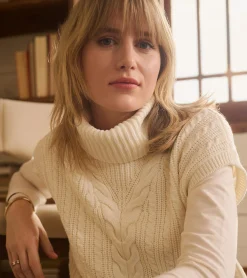 Online Hatley Cable Knit Vest - Winter White