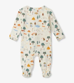 Hot Hatley Camping Animals Newborn Zip-Up Footed Sleeper