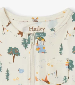 Hot Hatley Camping Animals Newborn Zip-Up Footed Sleeper