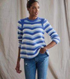 Discount Hatley Chevron Swing Sweater - Navy Blue