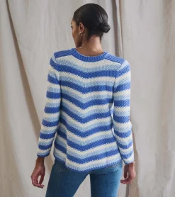Discount Hatley Chevron Swing Sweater - Navy Blue