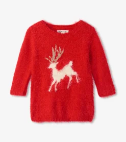 Hot Hatley Christmas Reindeer Fuzzy Sweater Dress