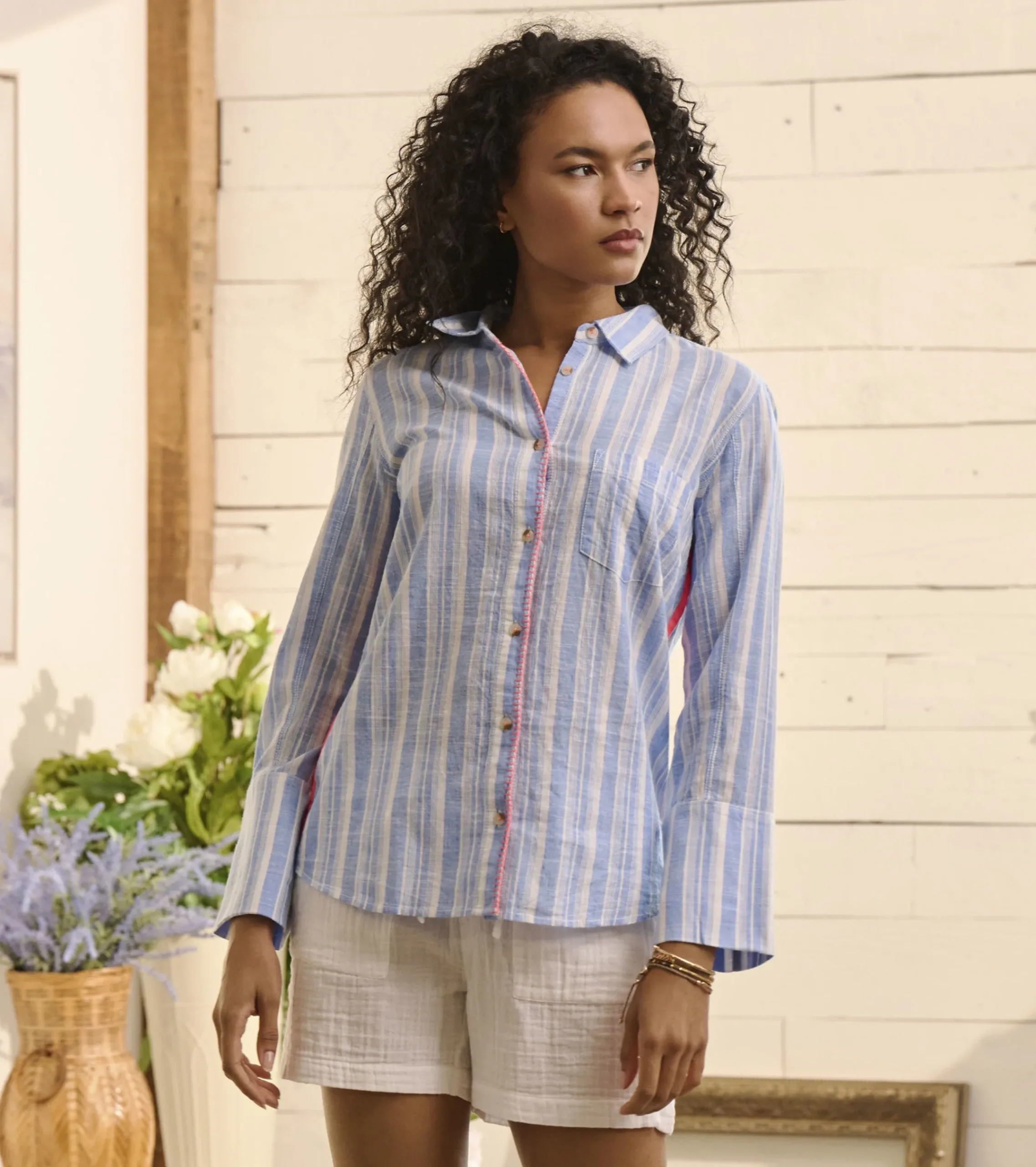 Online Hatley Cindy Blouse - Light Blue Stripes