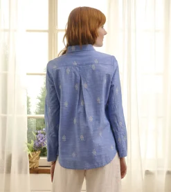 Sale Hatley Cindy Blouse - White Embroidered Flowers