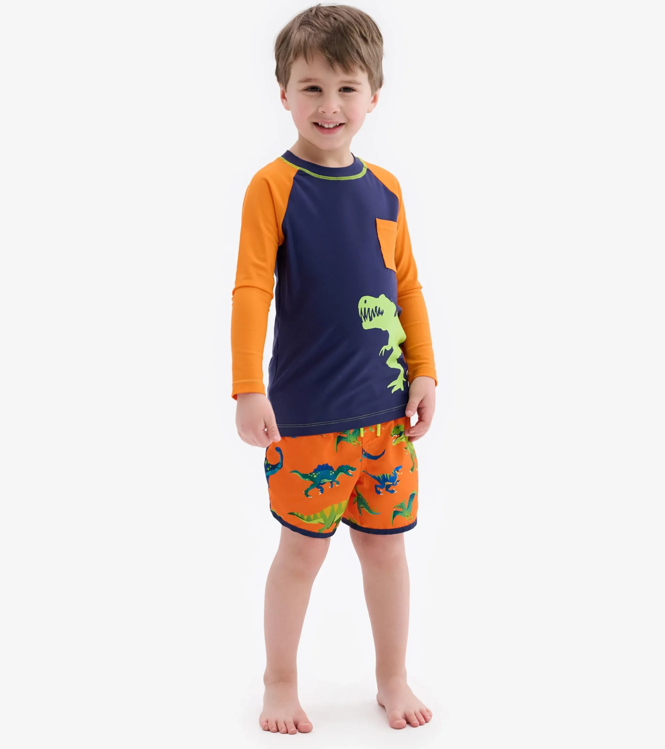 Outlet Hatley Colourblock Dino Long Sleeve Pocket Rashguard