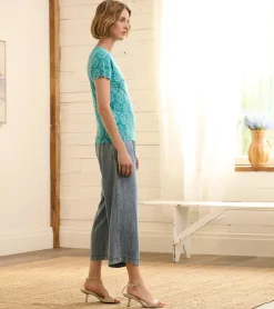 New Hatley Cropped Wide Leg Pants - Blue Acid Rinse