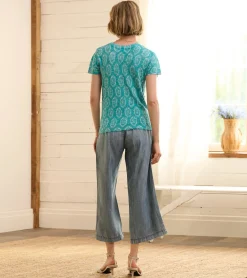 New Hatley Cropped Wide Leg Pants - Blue Acid Rinse
