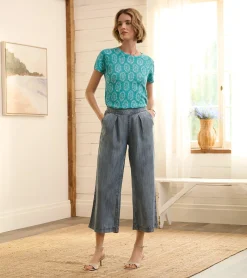New Hatley Cropped Wide Leg Pants - Blue Acid Rinse