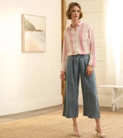 New Hatley Cropped Wide Leg Pants - Blue Acid Rinse