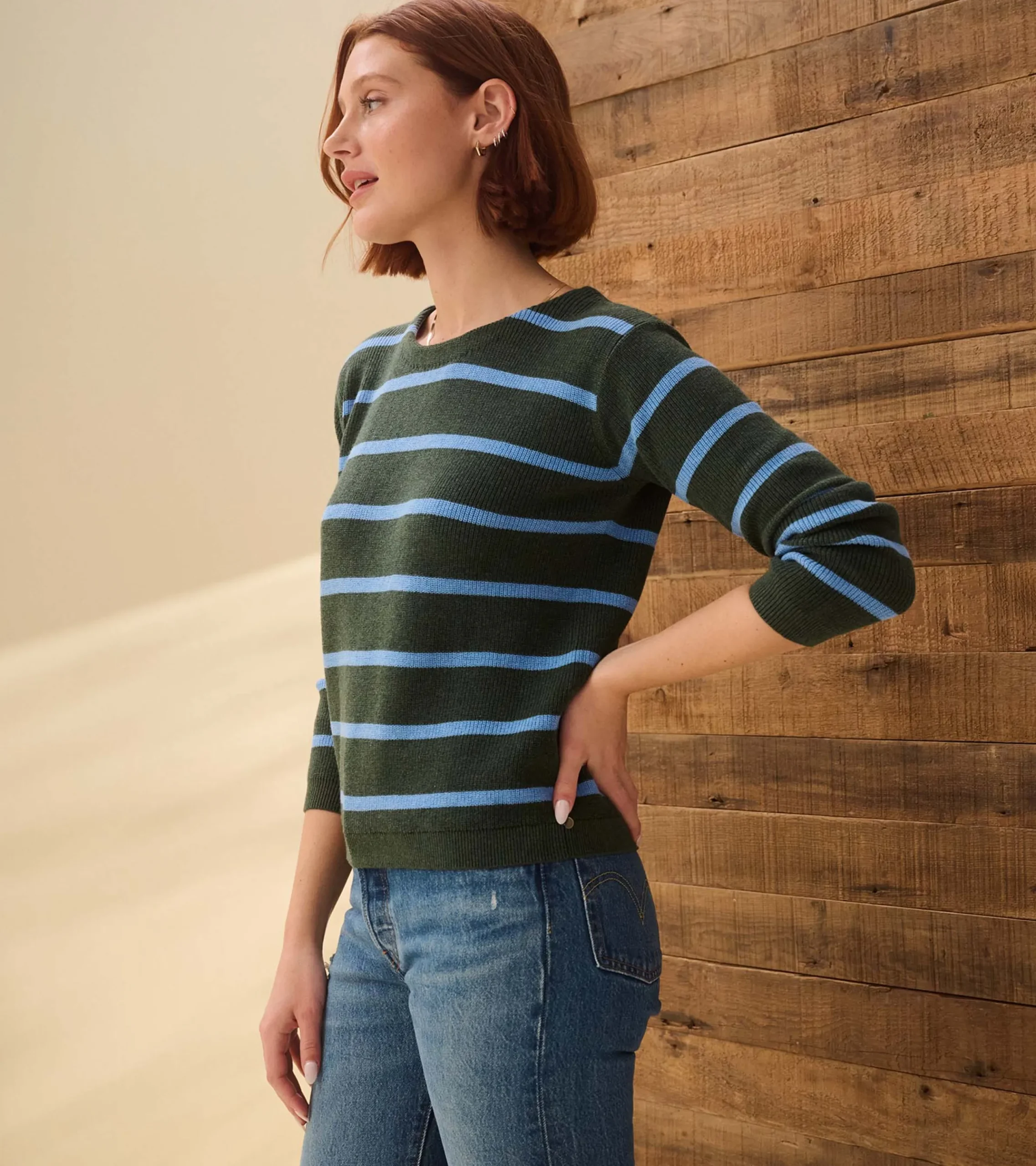 Clearance Hatley Devon Sweater - Teal Heather Stripes