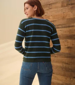 Clearance Hatley Devon Sweater - Teal Heather Stripes