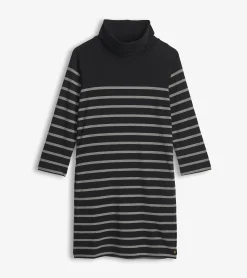 Clearance Hatley Draped Collar Dress - Caviar Stripe