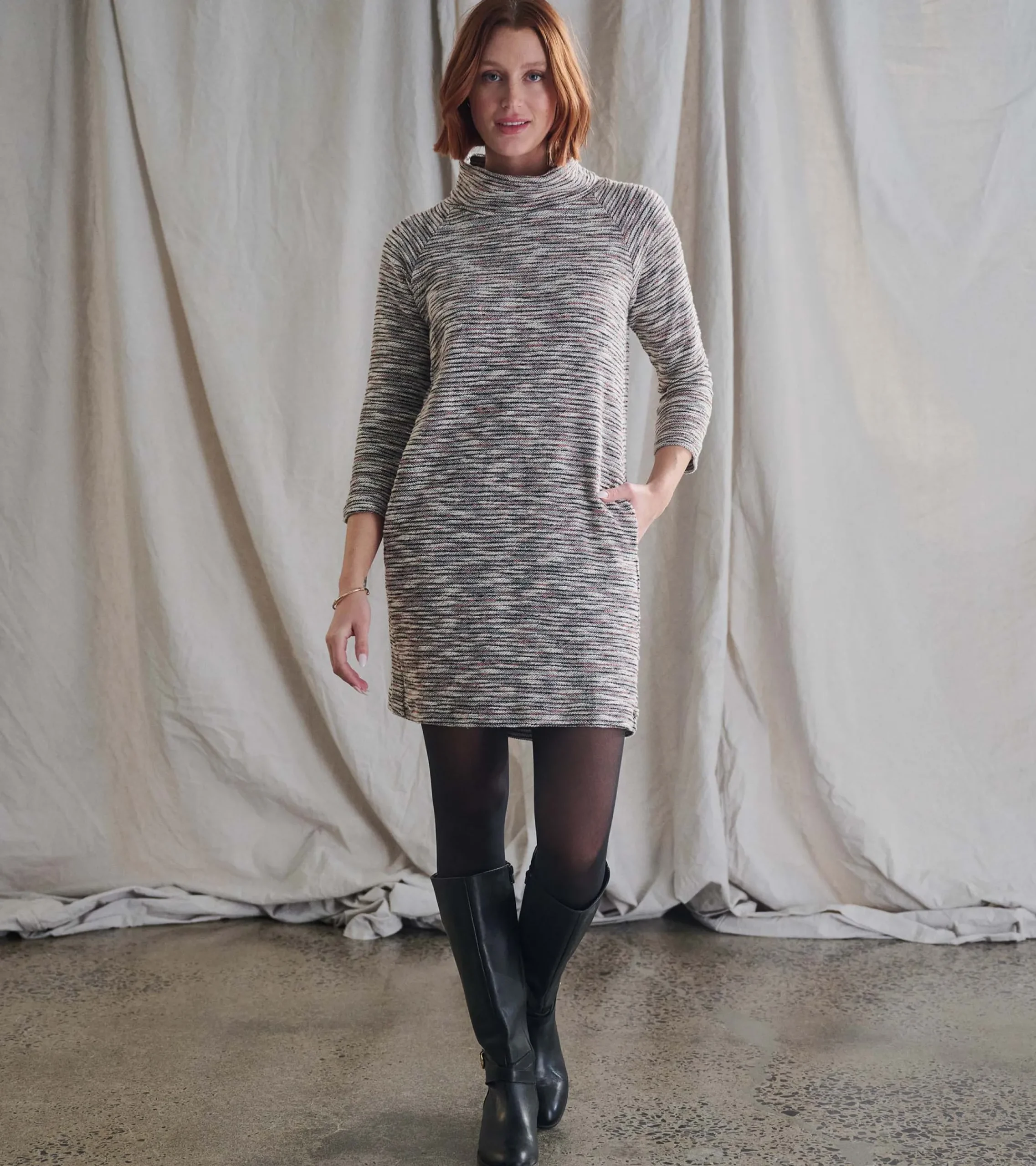 Online Hatley Draped Collar Dress - Heather Grey