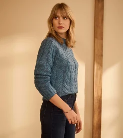 Hatley Dylan Cable Knit Sweater - Blue Heather