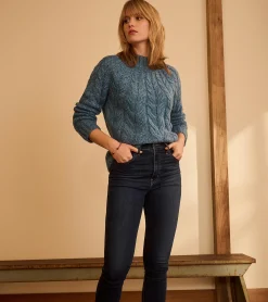 Hatley Dylan Cable Knit Sweater - Blue Heather