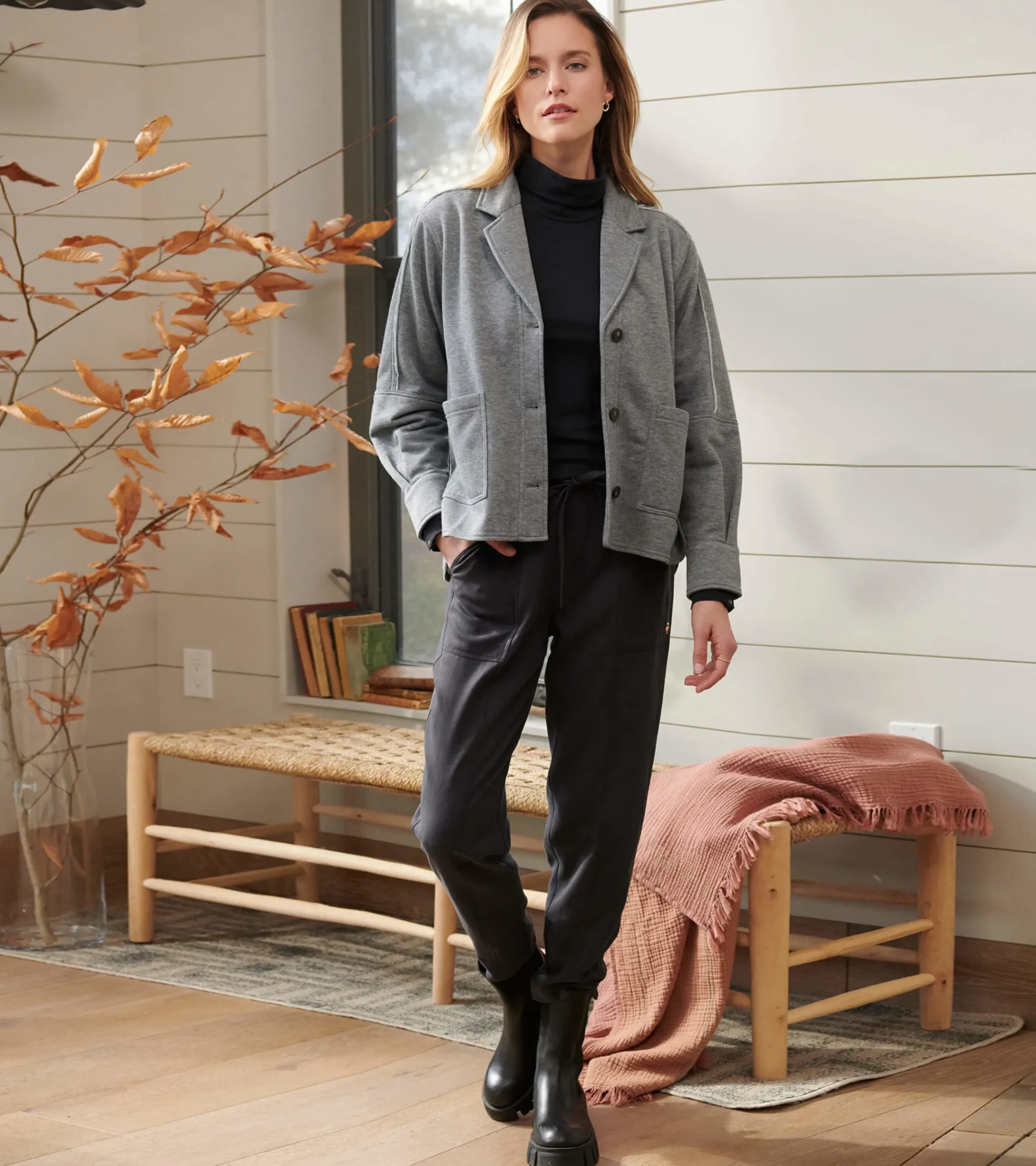 Best Hatley Emily Relaxed Blazer - Charcoal Melange