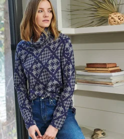Clearance Hatley Funnel Neck Top - Patriot Checks