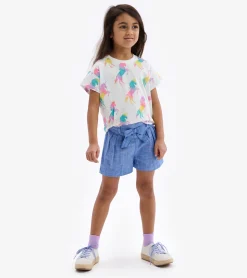 Online Hatley Girls Belted Chambray Paper Bag Shorts