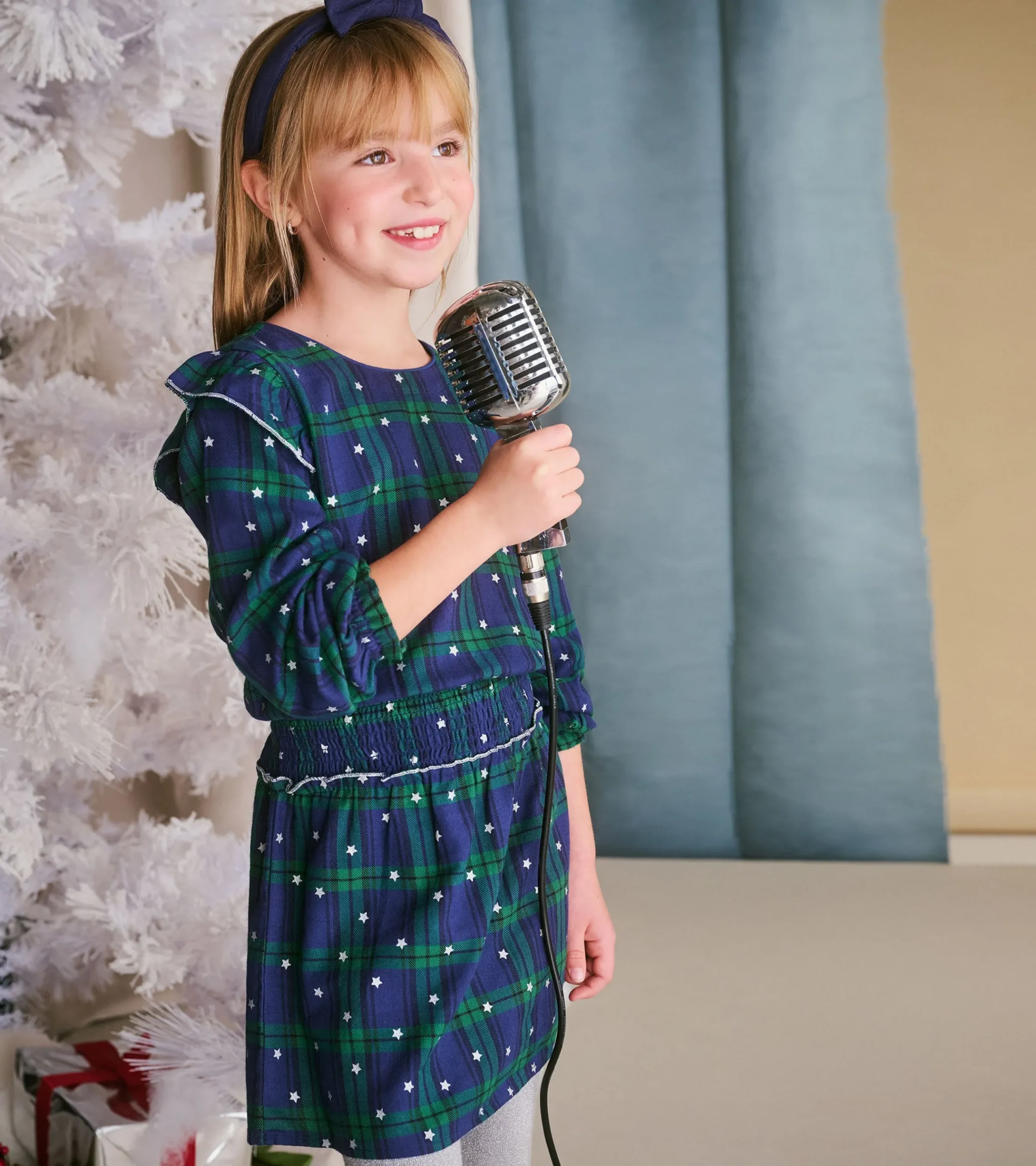 Hot Hatley Girls Blackwatch Plaid Smocked Waist Dress