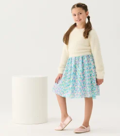 New Hatley Girls Cami Lace Fuzzy Mixed Sequin Skirt Dress