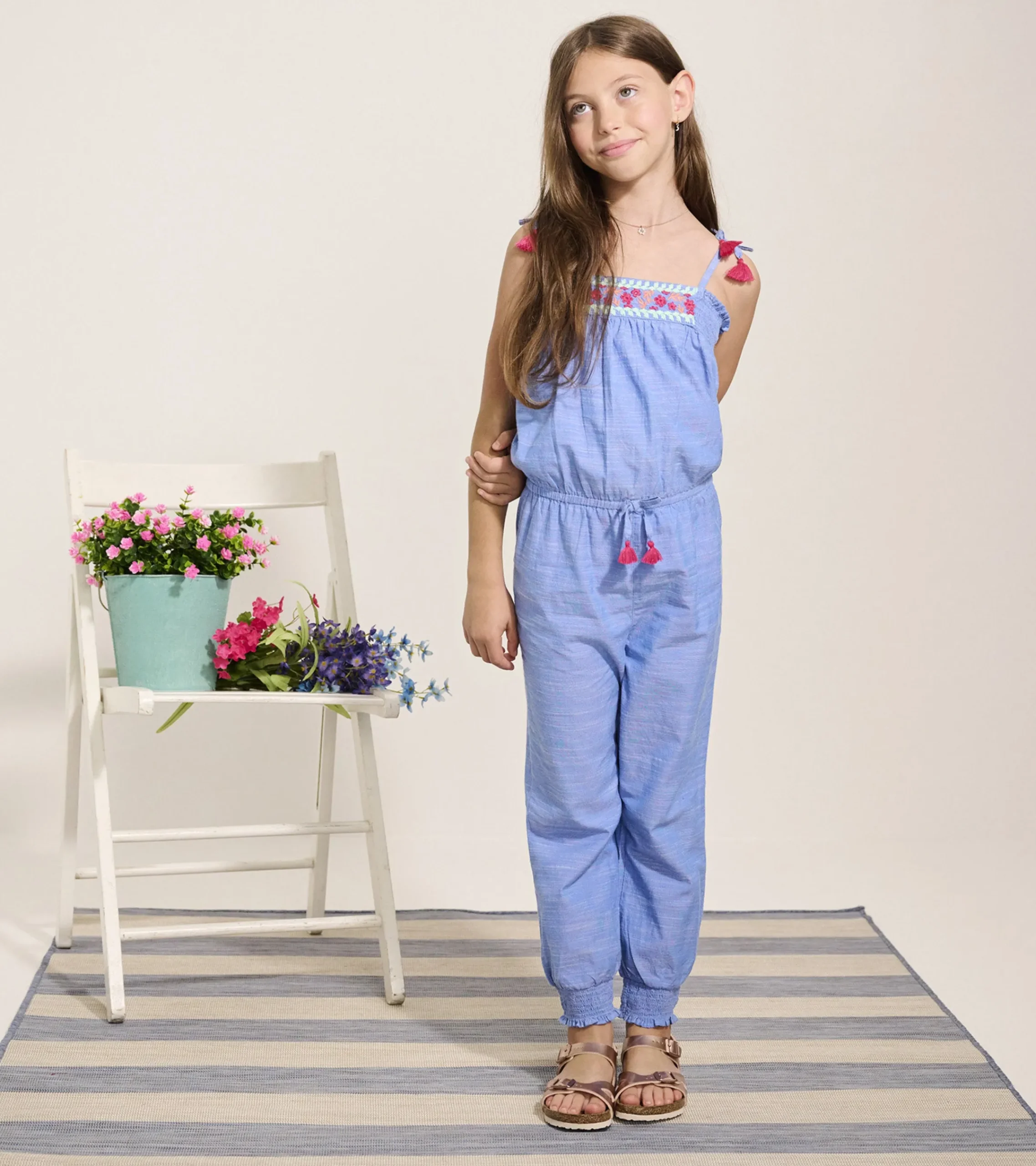 Discount Hatley Girls Chambray Smocked Jumpsuit