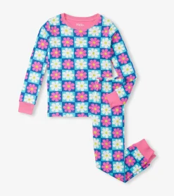 Outlet Hatley Girls Checkered Daisies Organic Cotton Pajama Set