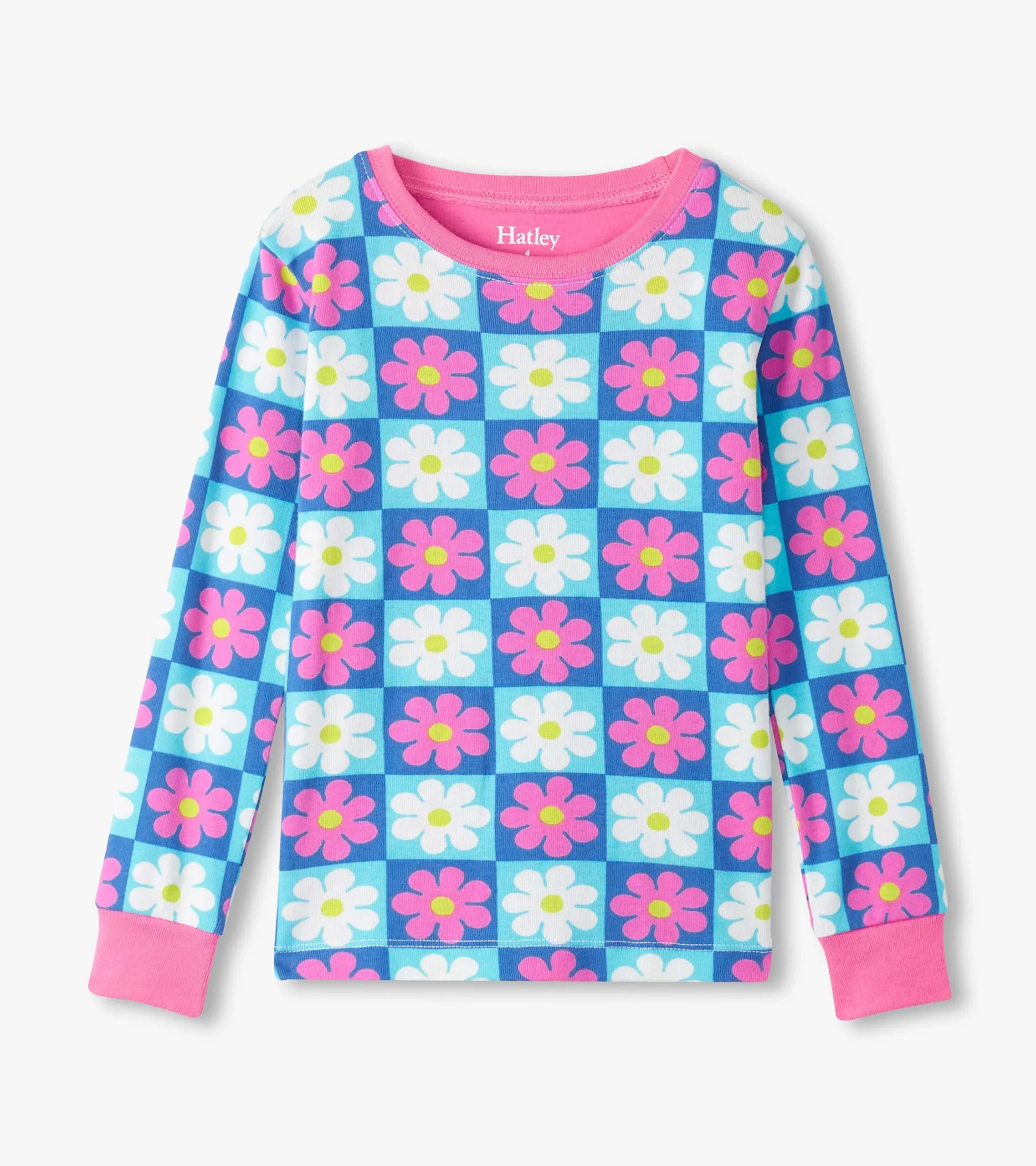 Outlet Hatley Girls Checkered Daisies Organic Cotton Pajama Set