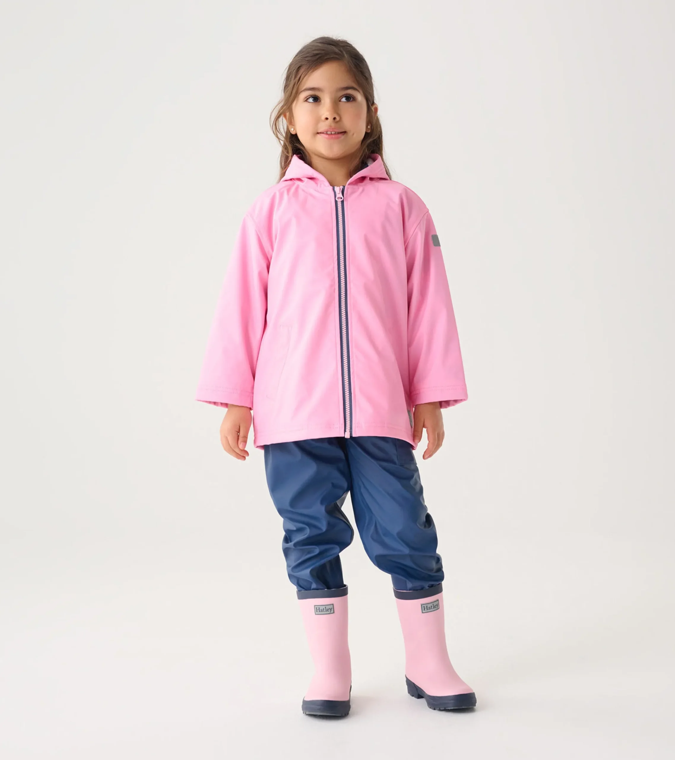 Clearance Hatley Girls Classic Pink Zip-Up Rain Jacket