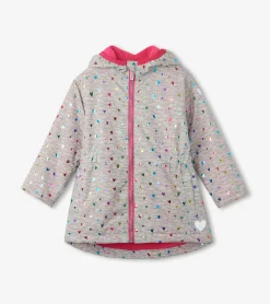 Clearance Hatley Girls Confetti Hearts Zip-Up Lightweight Rain Jacket