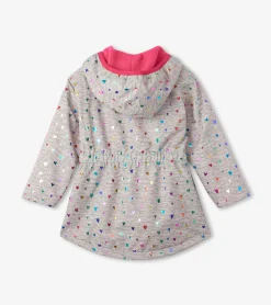 Clearance Hatley Girls Confetti Hearts Zip-Up Lightweight Rain Jacket