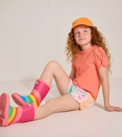 Sale Hatley Girls Coral Twisted Sleeve Tee