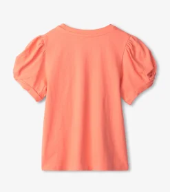 Sale Hatley Girls Coral Twisted Sleeve Tee