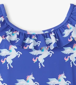 Clearance Hatley Girls Dazzling Unicorn Ruffle Sleeve Swimsuit