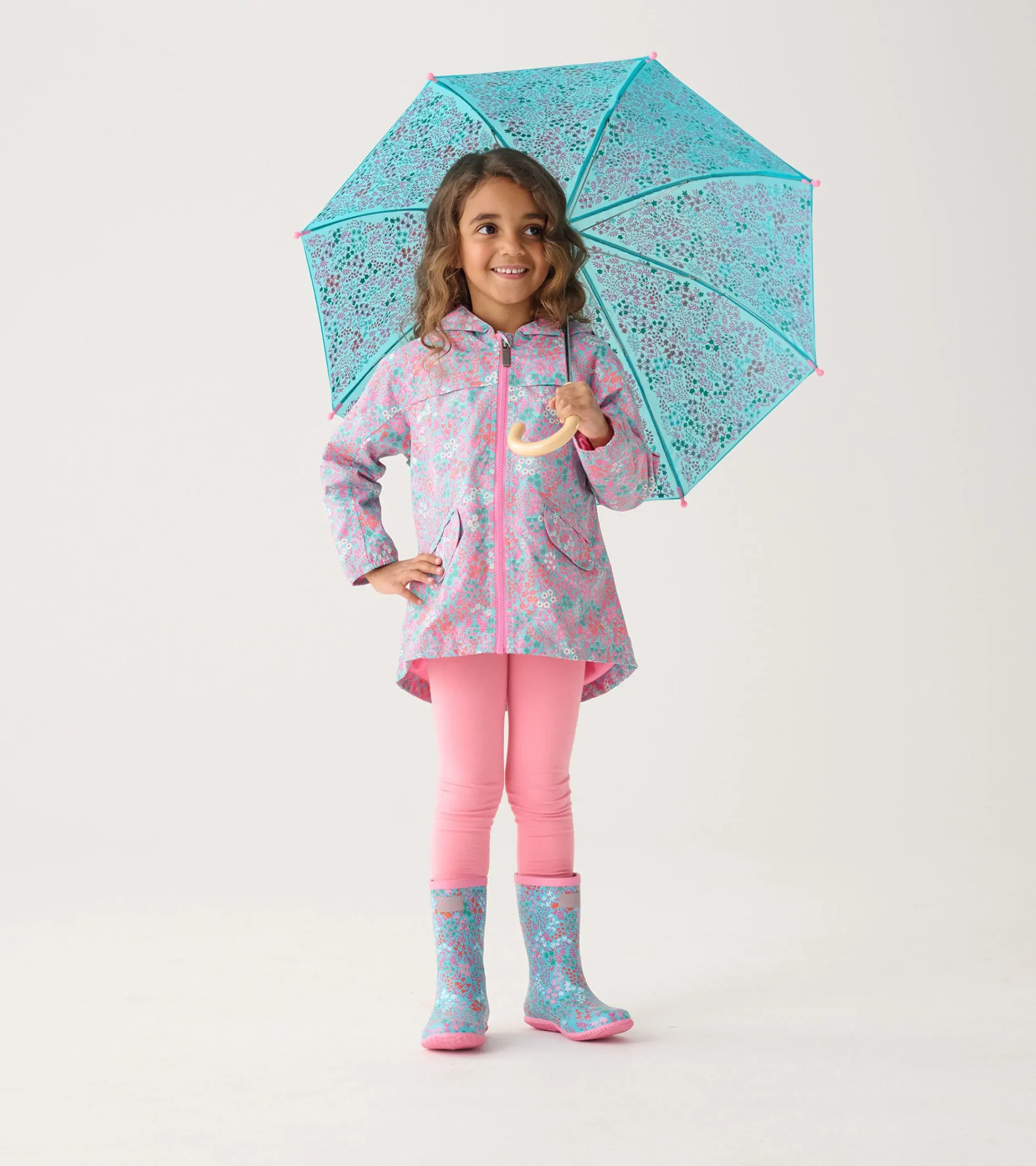 Outlet Hatley Girls Ditsy Floral Zip-Up Lightweight Rain Jacket