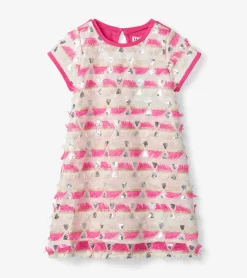 New Hatley Girls Geometric Sequins Cap Sleeve Dress